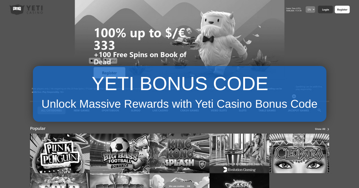 Yeti Casino bonus code 2026 - Best US Casino Bonuses